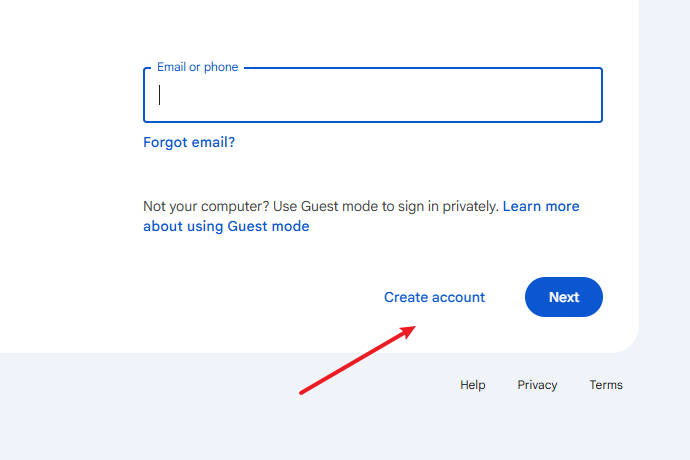 Google account creation